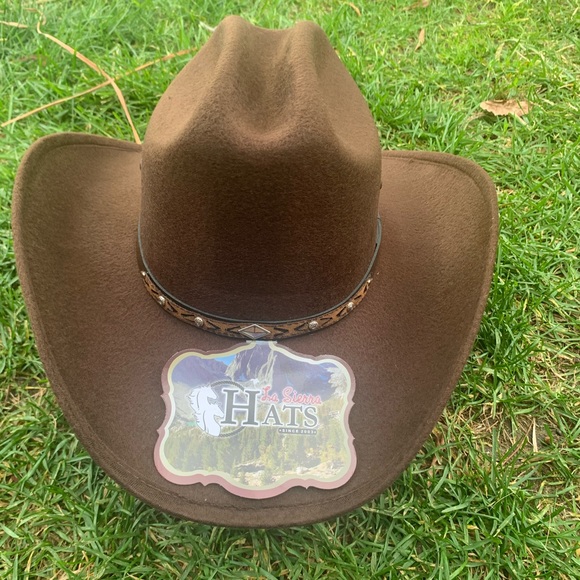 Women's Unisex western Brown Faux Felt Cowgirl Hat Tejana Sombrero